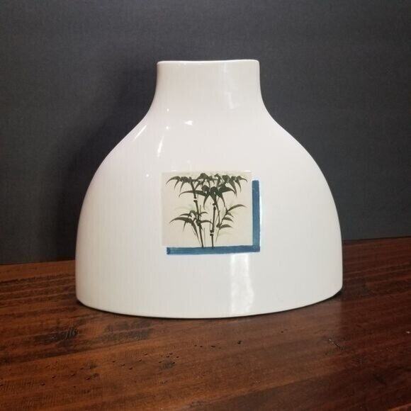 Vase Bamboo Ceramic Chinese 7 in tall white - Picture 1 of 5